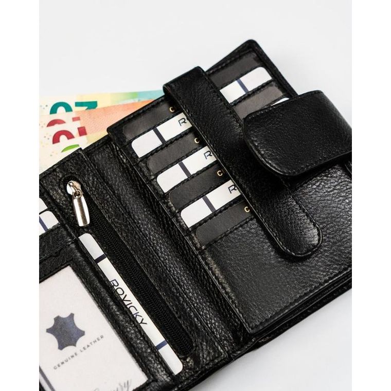 Portfel, czarny, skórzany, Rovicky