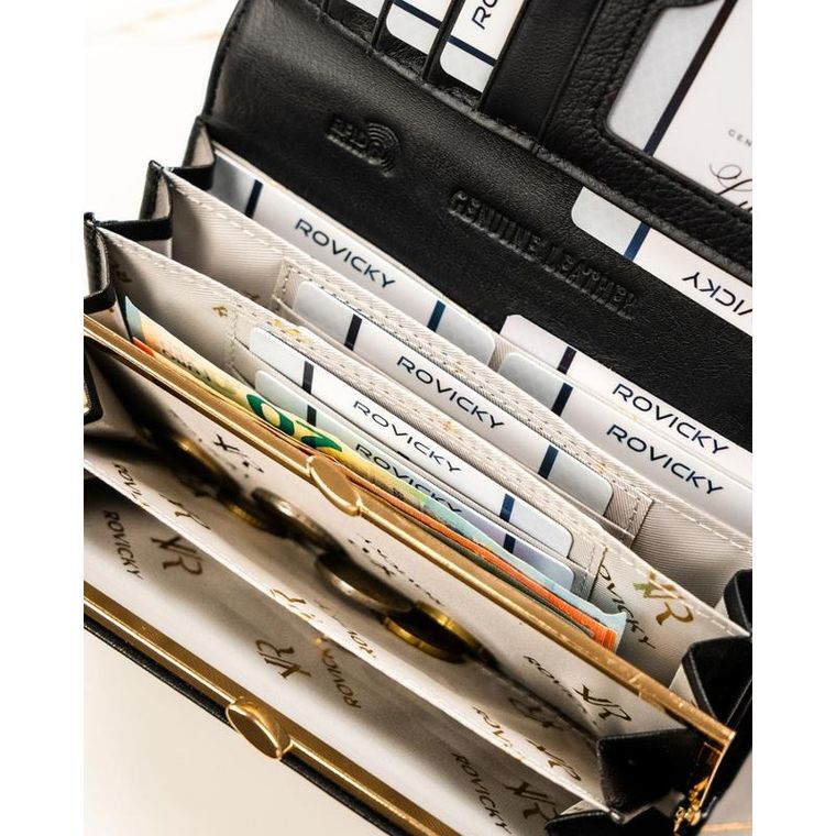 Portfel, czarny, skórzany, Rovicky