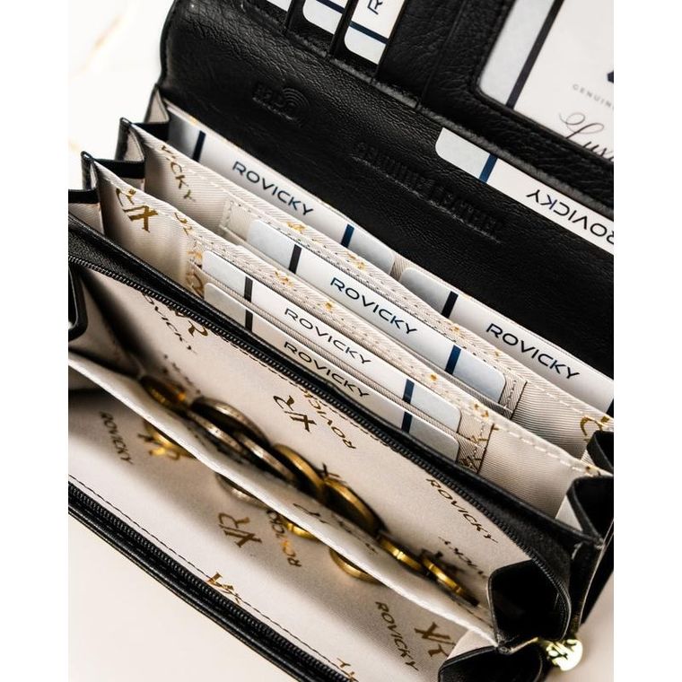 Portfel, czarny, skórzany, Rovicky