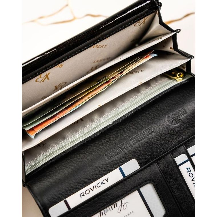 Portfel, czarny, skórzany, Rovicky