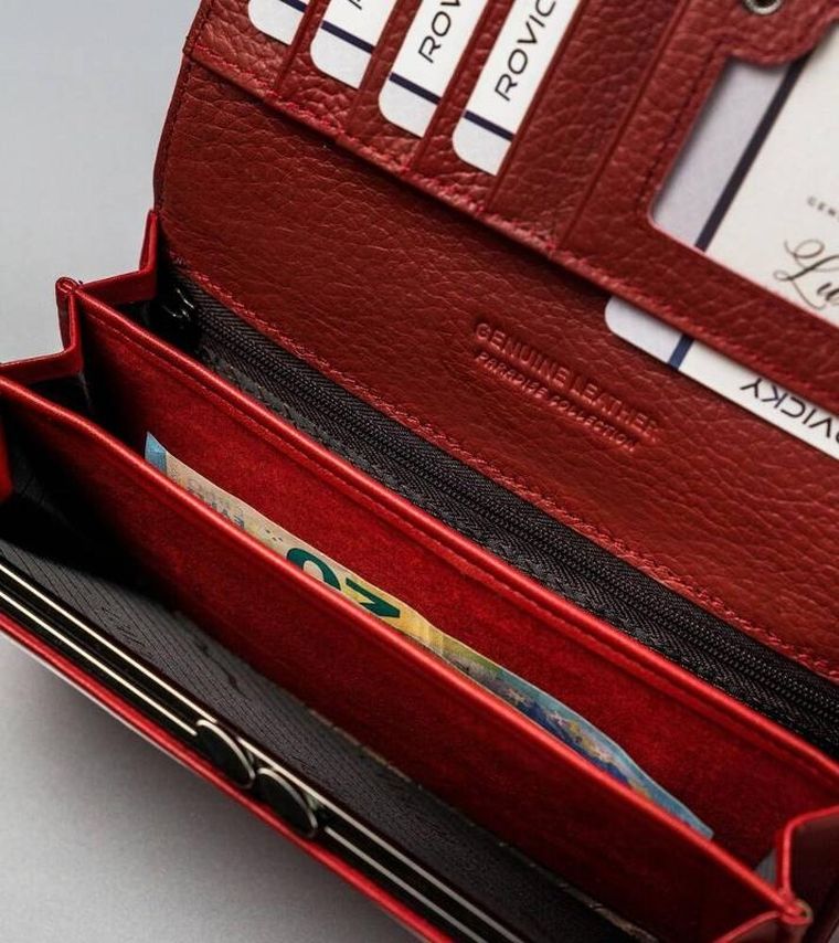 Portfel, czerwony, skóra ekologiczna, Cavaldi