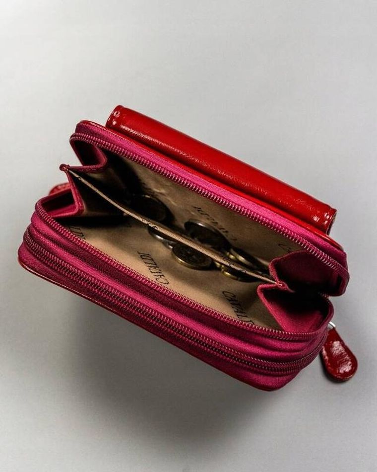 Portfel, czerwony, skóra ekologiczna, Cavaldi