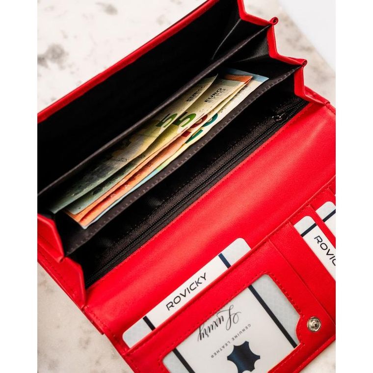 Portfel, czerwony, skóra ekologiczna, Cavaldi
