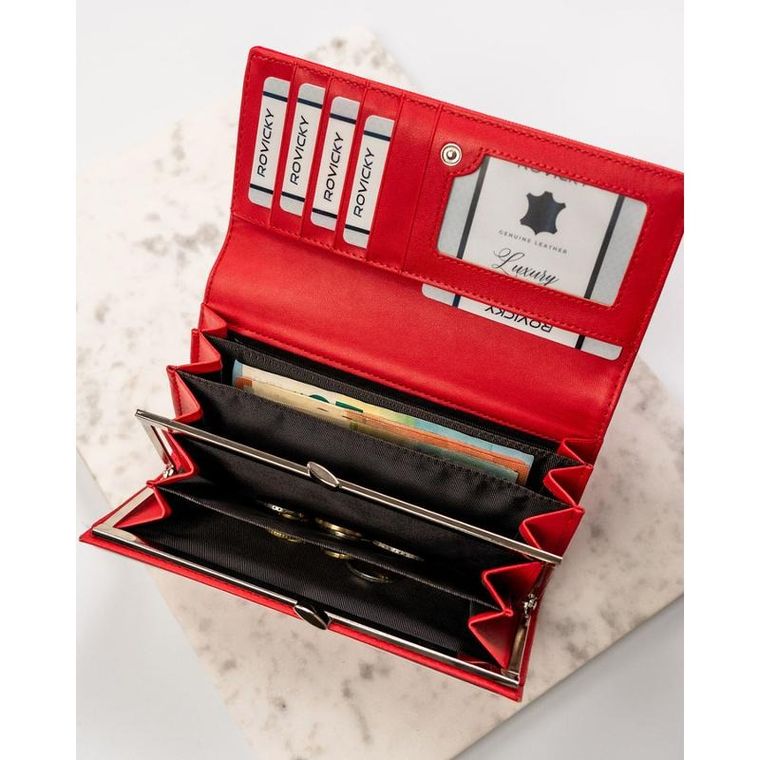 Portfel, czerwony, skóra ekologiczna, Cavaldi