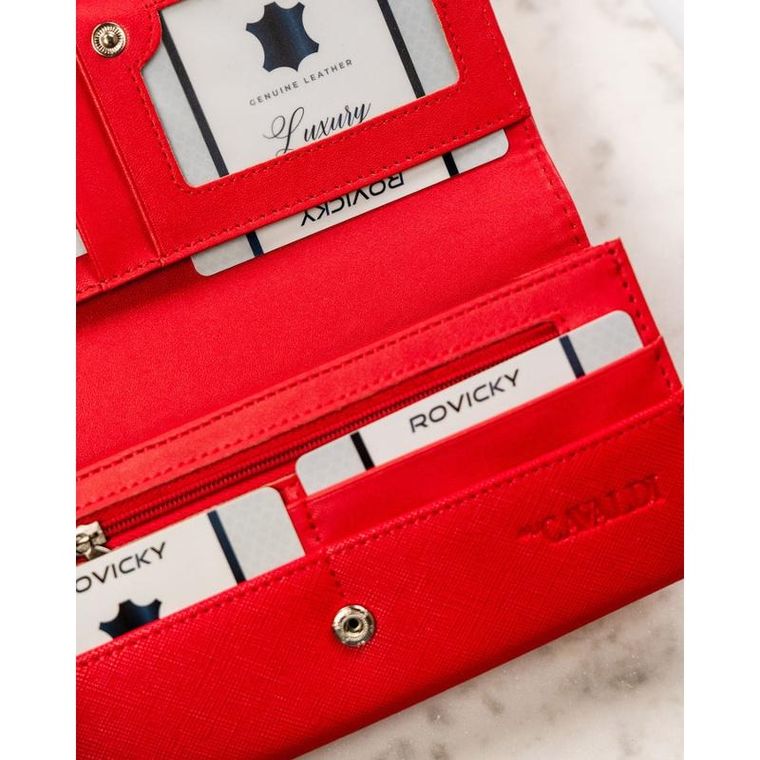 Portfel, czerwony, skóra ekologiczna, Cavaldi