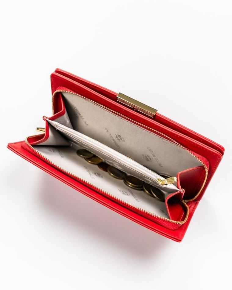 Portfel, czerwony, skóra ekologiczna, Peterson