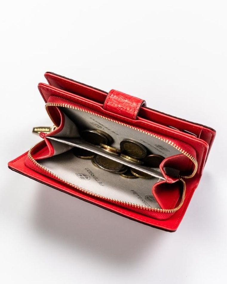 Portfel, czerwony, skóra ekologiczna, Peterson