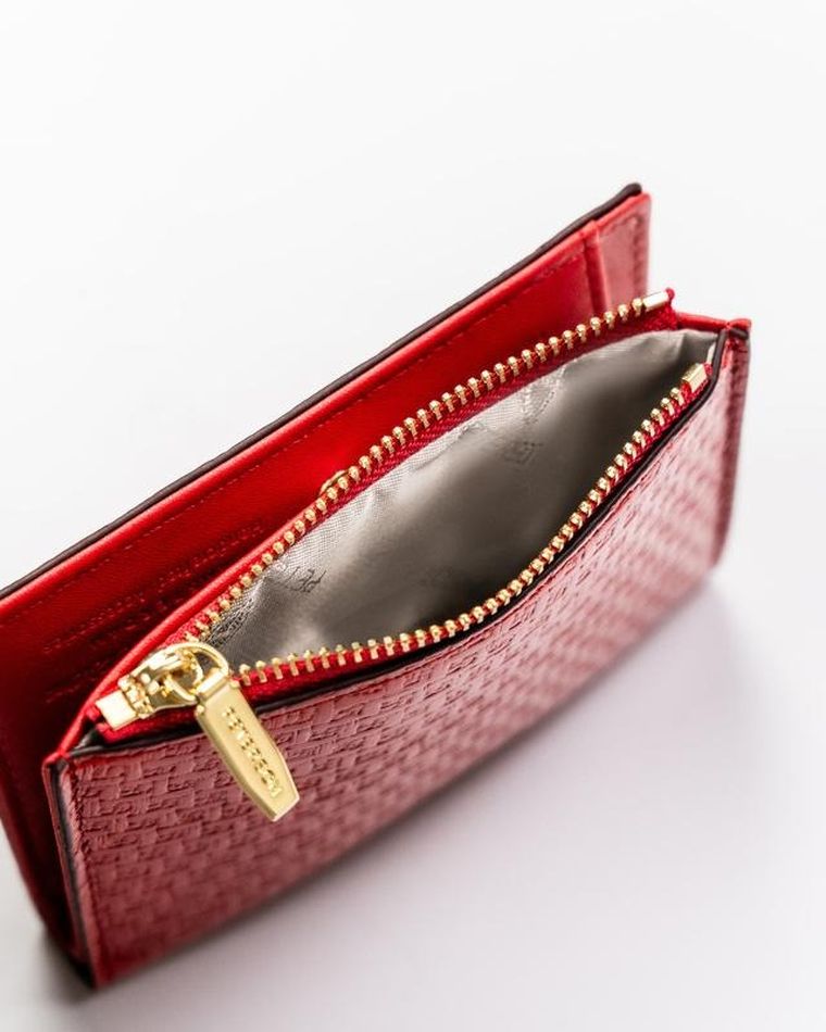 Portfel, czerwony, skóra ekologiczna, Peterson