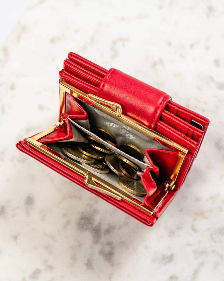 Portfel, czerwony, skóra ekologiczna, Peterson