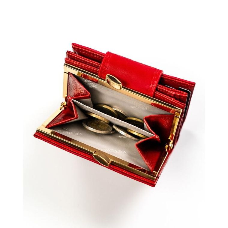 Portfel, czerwony, skóra ekologiczna, Peterson
