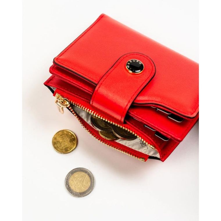 Portfel, czerwony, skóra ekologiczna, Peterson