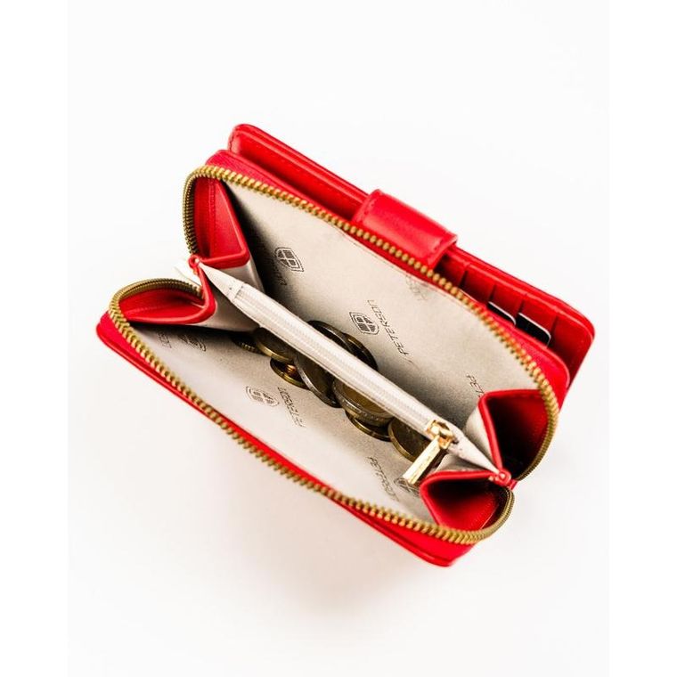 Portfel, czerwony, skóra ekologiczna, Peterson