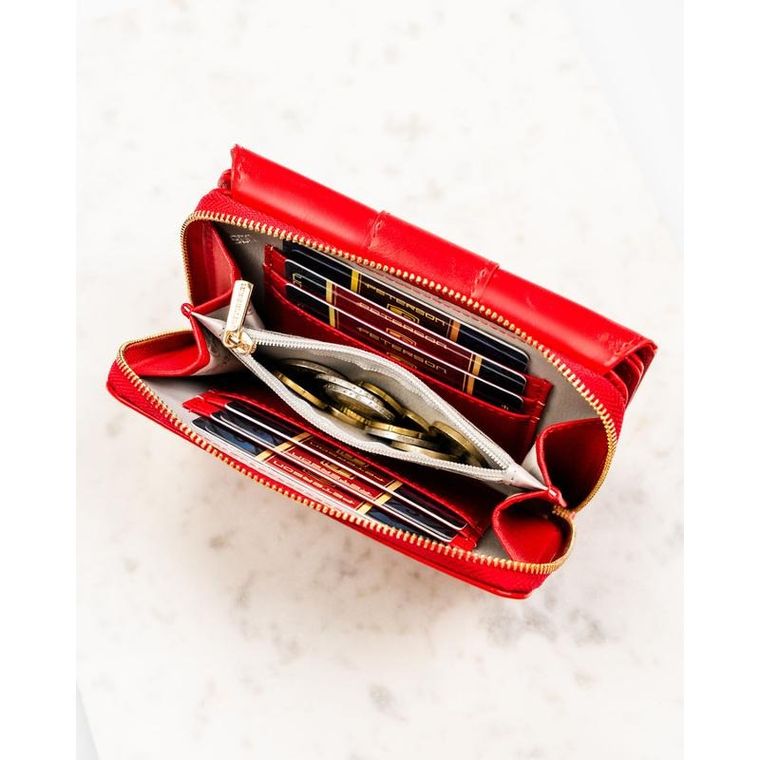 Portfel, czerwony, skóra ekologiczna, Peterson