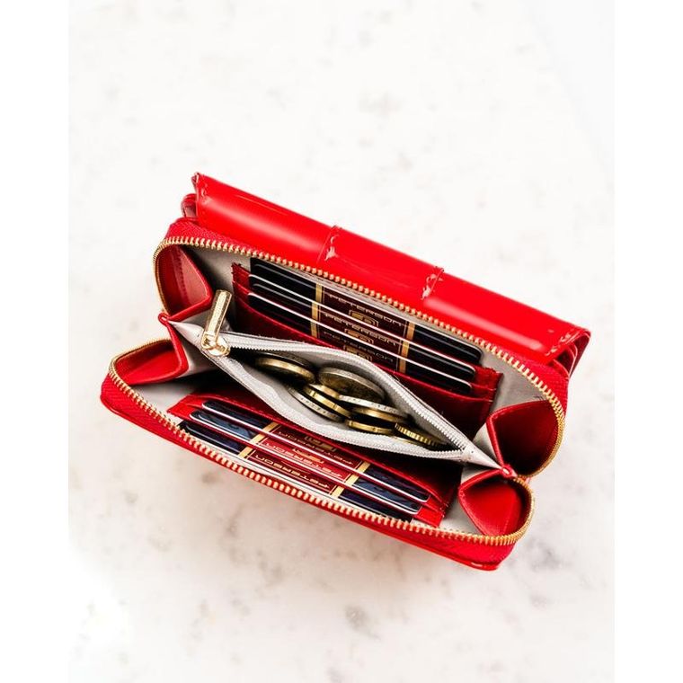 Portfel, czerwony, skóra ekologiczna, Peterson