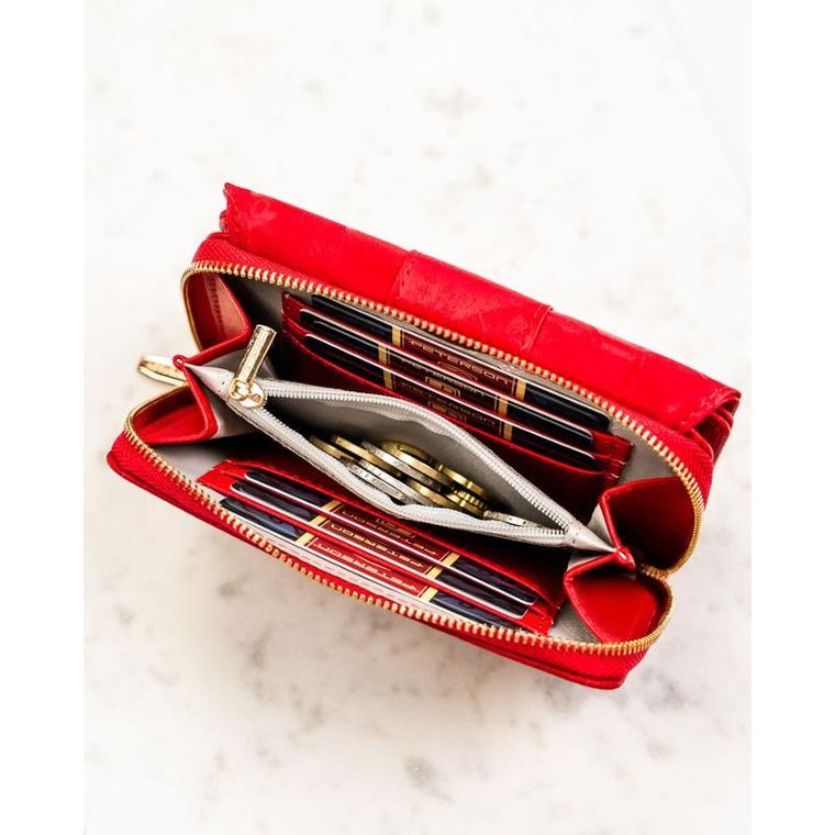 Portfel, czerwony, skóra ekologiczna, Peterson