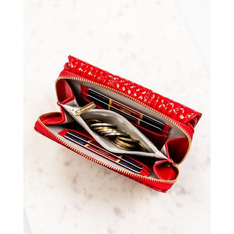 Portfel, czerwony, skóra ekologiczna, Peterson