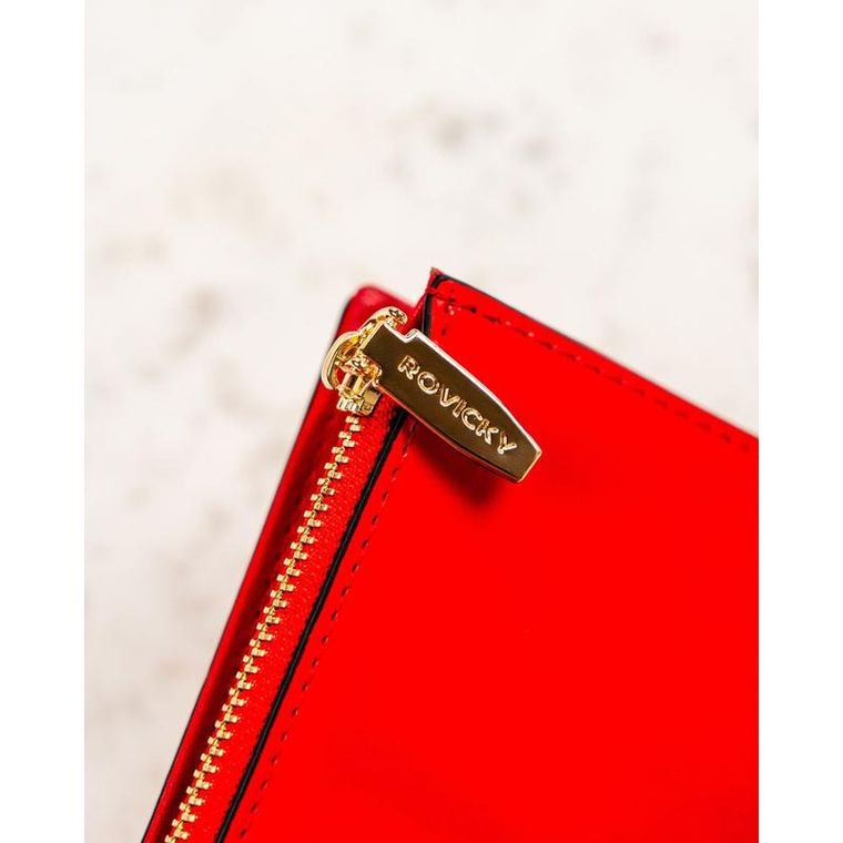 Portfel, czerwony, skóra ekologiczna, RFID, Rovicky