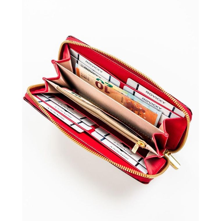 Portfel, czerwony, skóra ekologiczna, Rovicky
