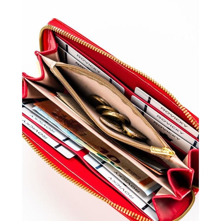 Portfel, czerwony, skóra ekologiczna, Rovicky