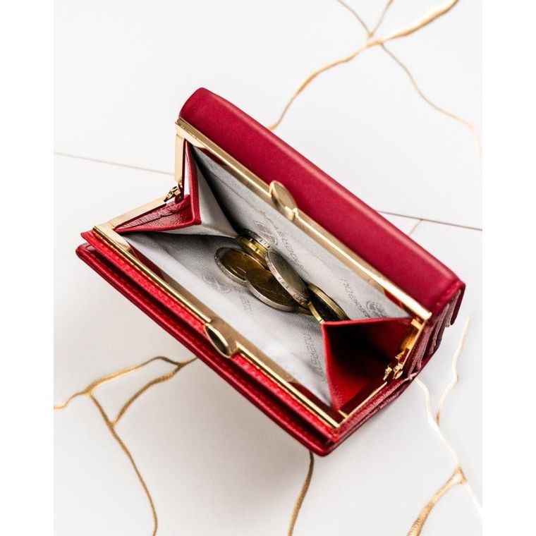 Portfel, czerwony, skóra naturalna i ekologiczna, Peterson