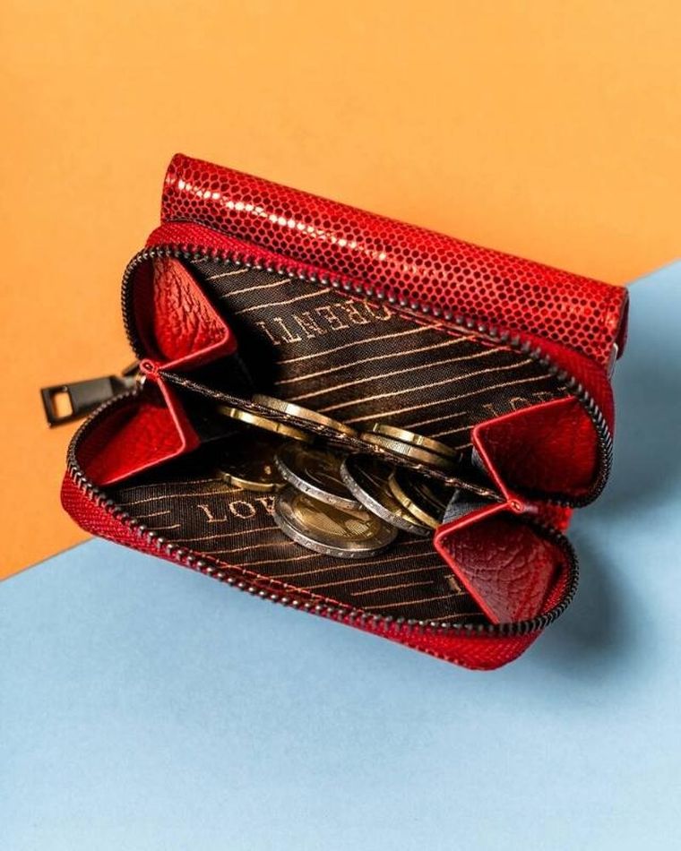 Portfel, czerwony, skórzany, Lorenti