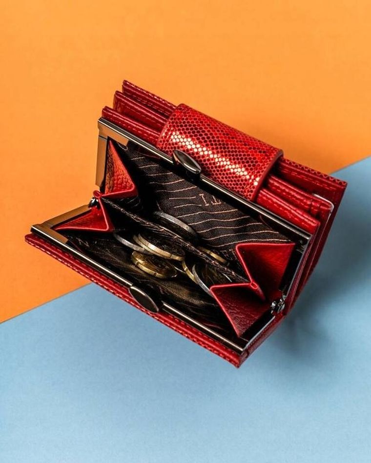 Portfel, czerwony, skórzany, Lorenti