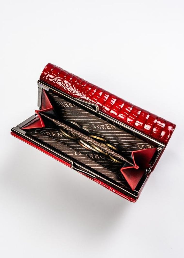 Portfel, czerwony, skórzany, Lorenti