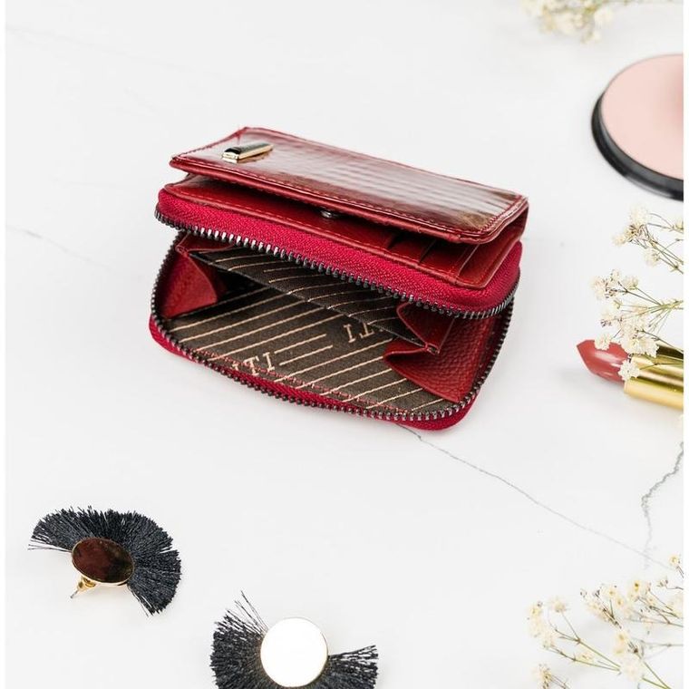 Portfel, czerwony, skórzany, Lorenti