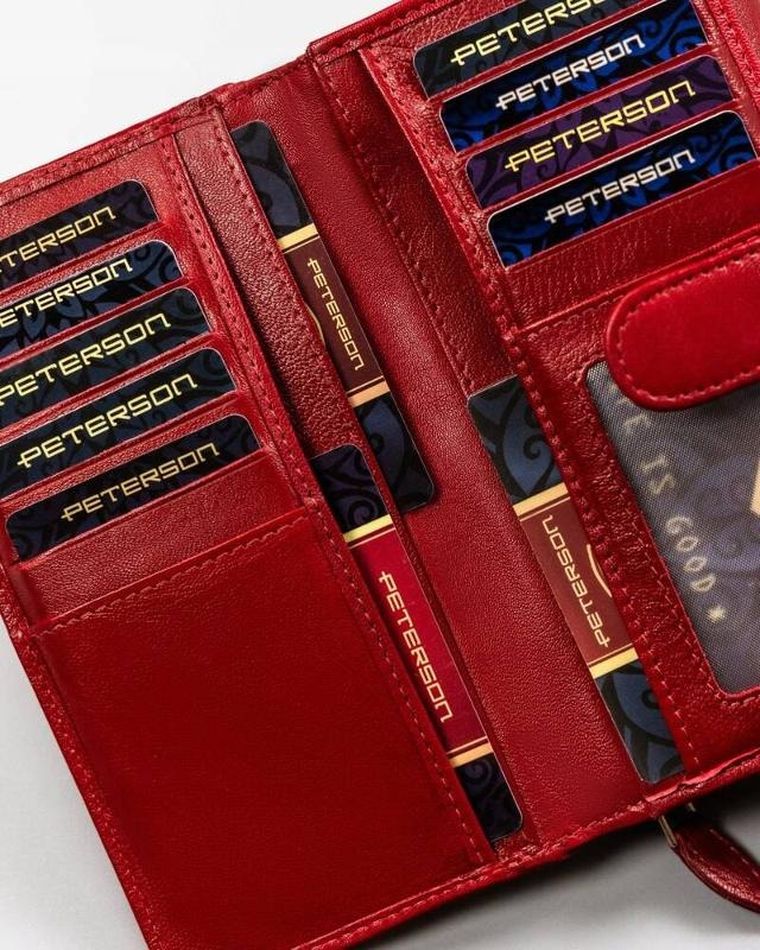 Portfel, czerwony, skórzany, Peterson