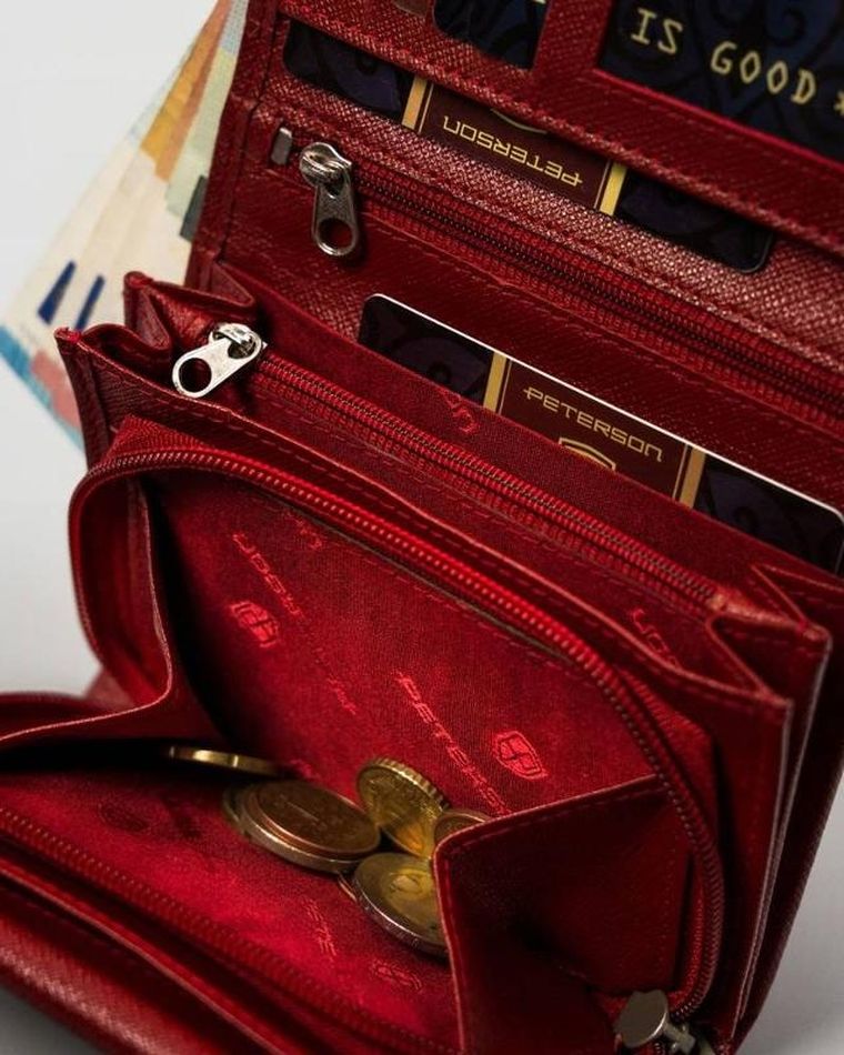 Portfel, czerwony, skórzany, Peterson
