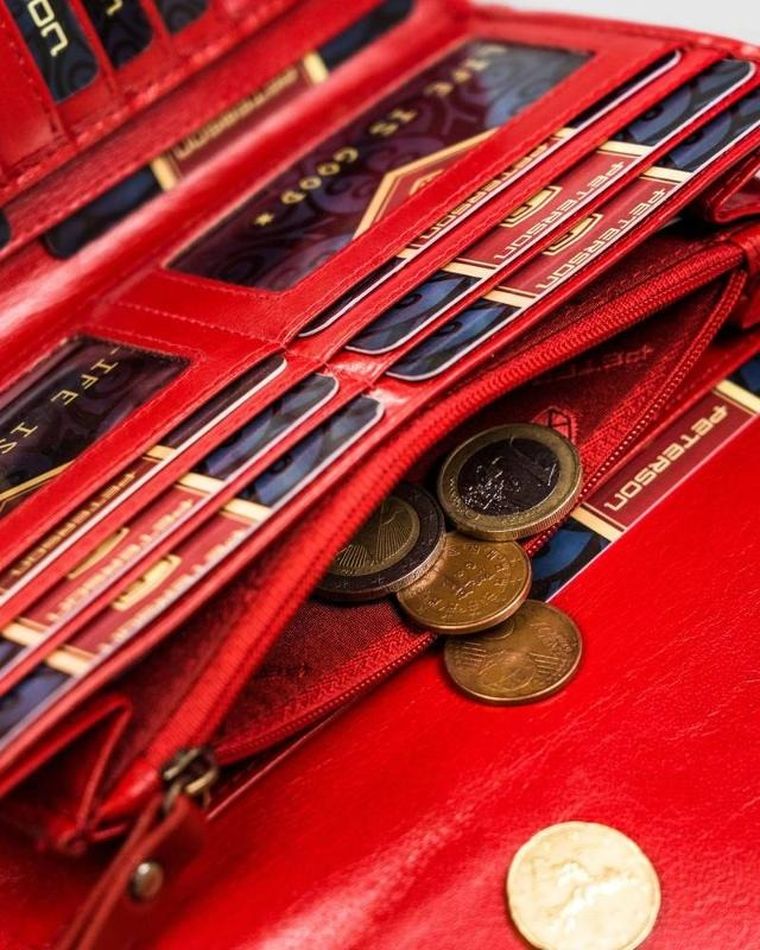 Portfel, czerwony, skórzany, Peterson