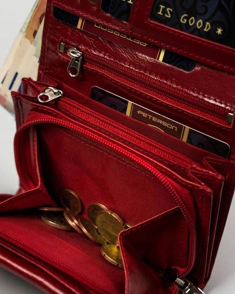 Portfel, czerwony, skórzany, Peterson