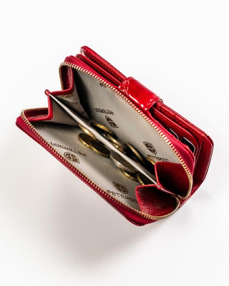 Portfel, czerwony, skórzany, Peterson