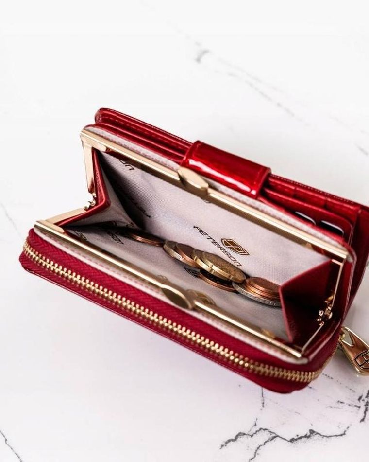 Portfel, czerwony, skórzany, Peterson