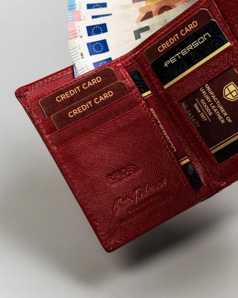 Portfel, czerwony, skórzany, Peterson