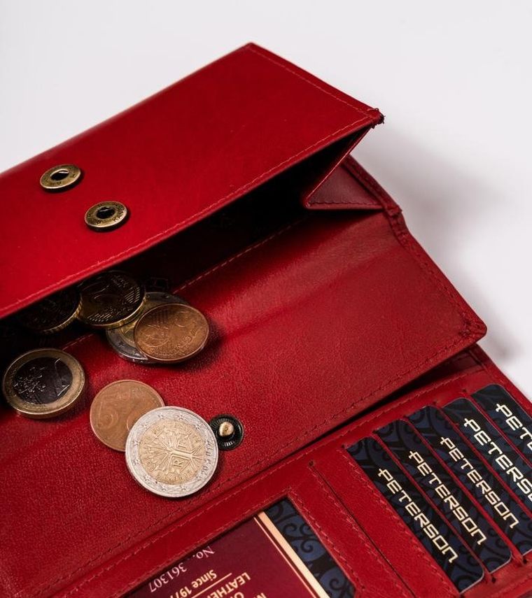 Portfel, czerwony, skórzany, Peterson
