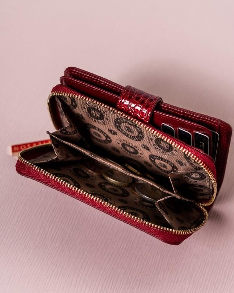 Portfel, czerwony, skórzany, Peterson