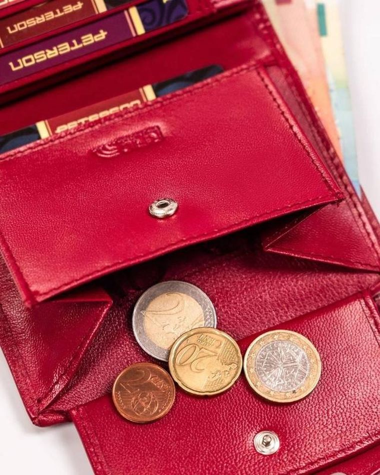 Portfel, czerwony, skórzany, Peterson