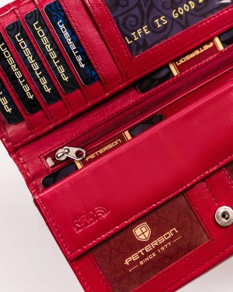 Portfel, czerwony, skórzany, Peterson