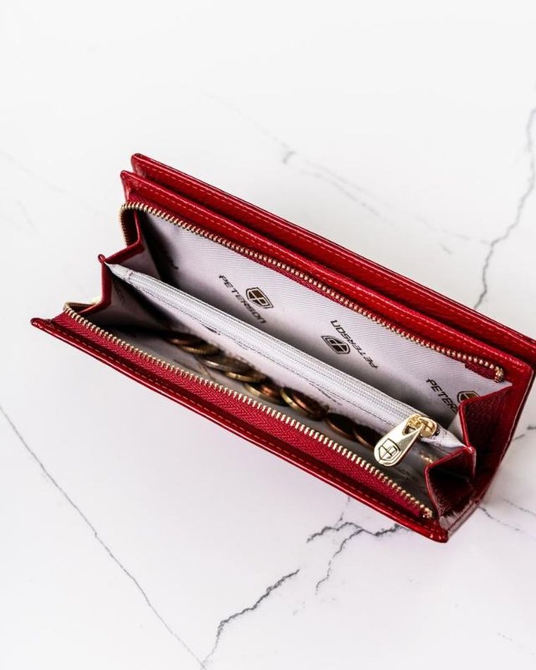 Portfel, czerwony, skórzany, Peterson