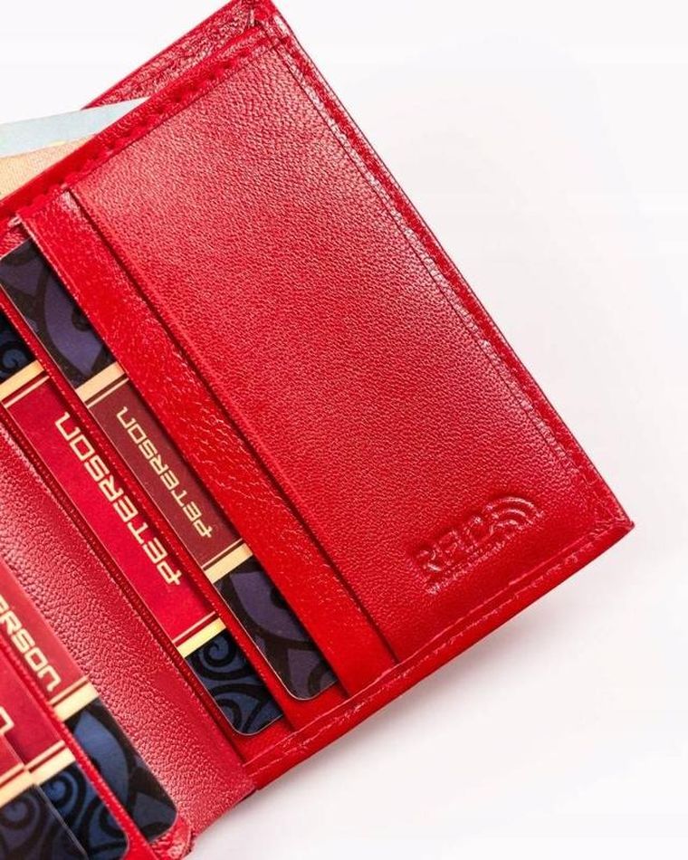 Portfel, czerwony, skórzany, Peterson