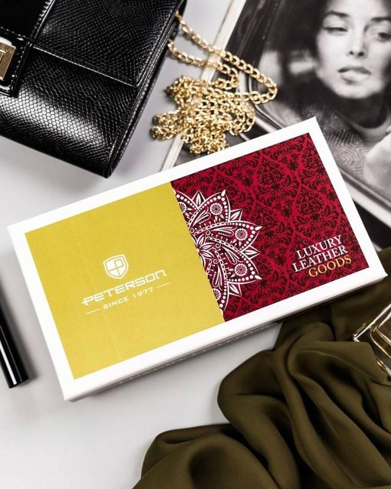 Portfel, czerwony, skórzany, Peterson