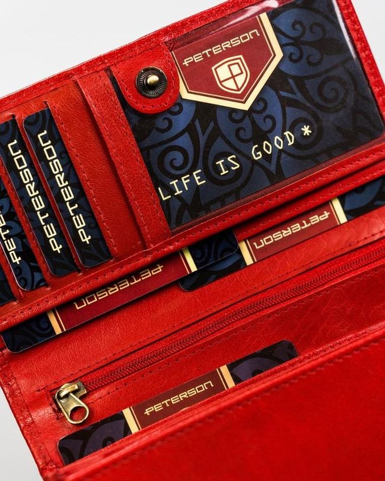 Portfel, czerwony, skórzany, Peterson