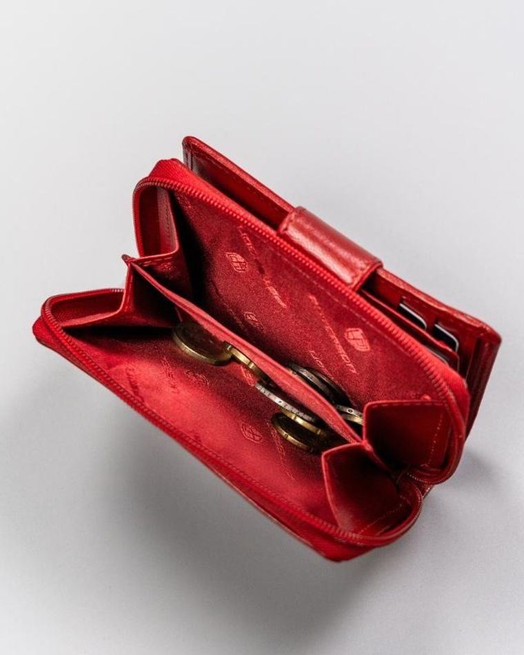 Portfel, czerwony, skórzany, Peterson