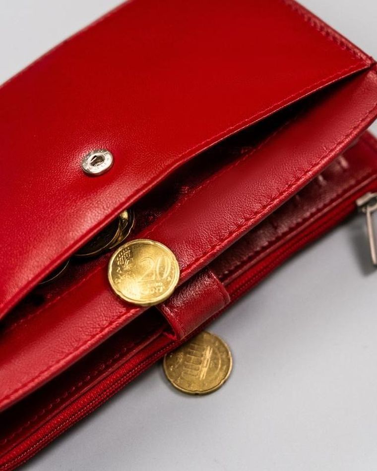 Portfel, czerwony, skórzany, Peterson