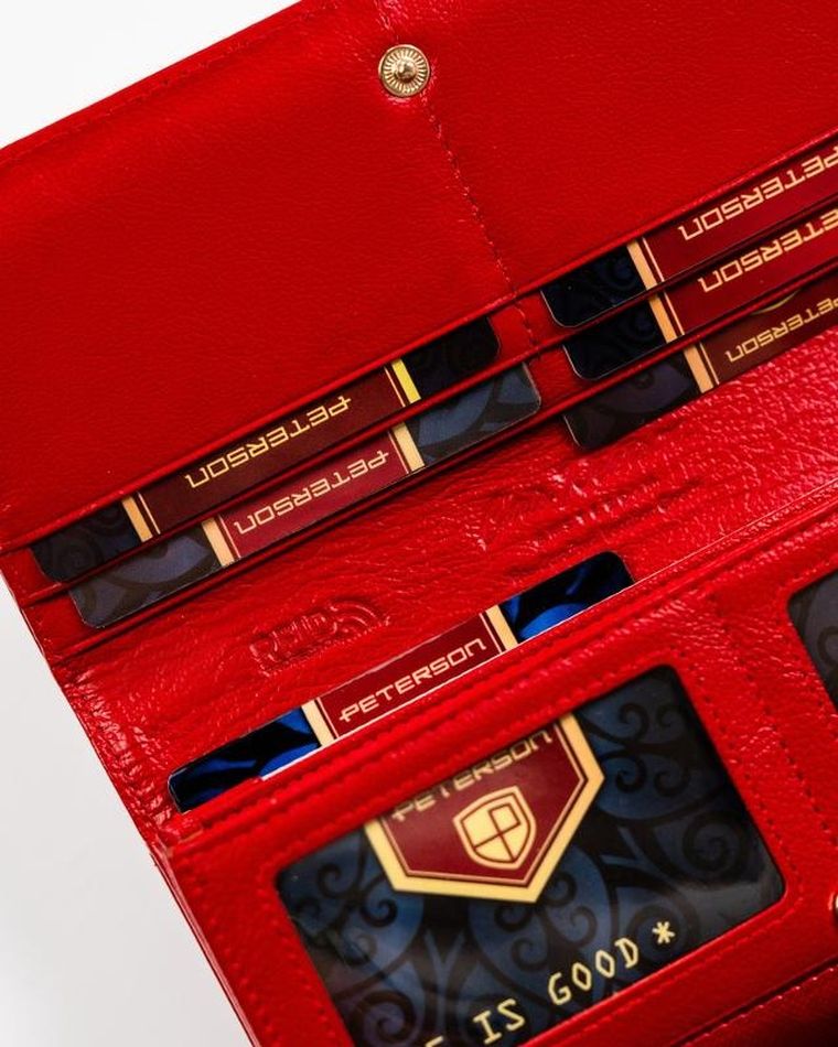 Portfel, czerwony, skórzany, Peterson