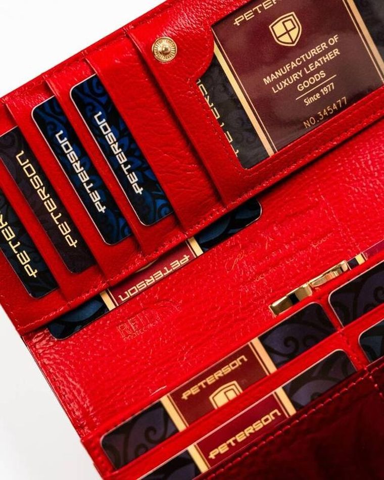 Portfel, czerwony, skórzany, Peterson
