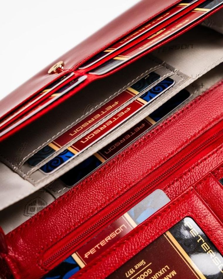 Portfel, czerwony, skórzany, Peterson