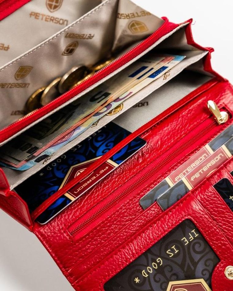 Portfel, czerwony, skórzany, Peterson