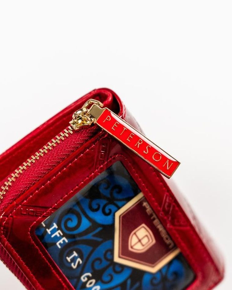 Portfel, czerwony, skórzany, Peterson